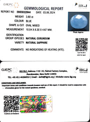 3.60/CT Natural Blue Sapphire with Govt Lab Certificate-4551